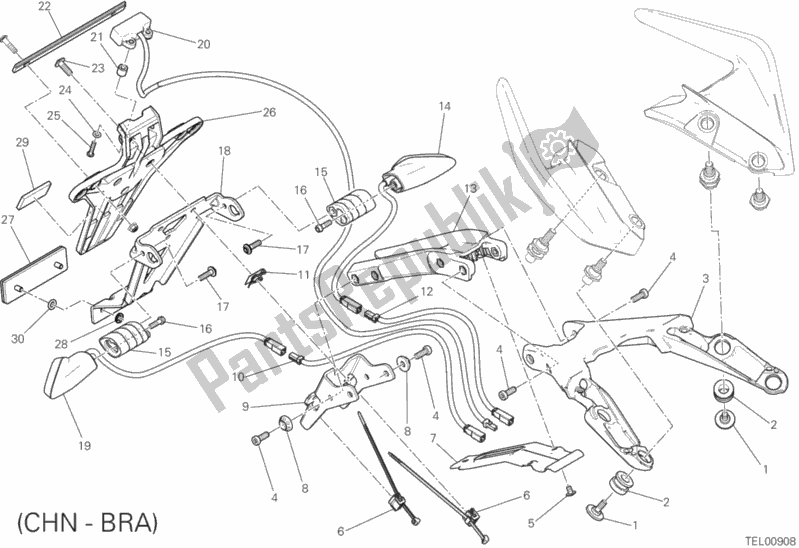 Todas as partes de 28b - Porta-placa do Ducati Monster 1200 S Stripes 2015